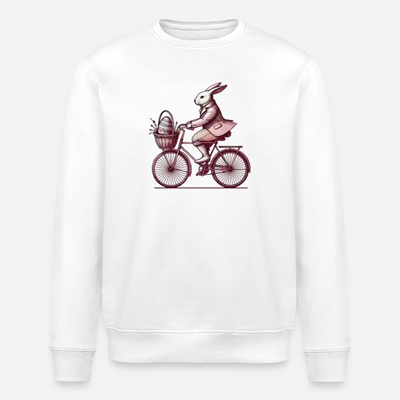 Easter Bunny Bicycle Retro Style - Stanley/Stella ROLLER Unisex Organic Sweatshirt - white