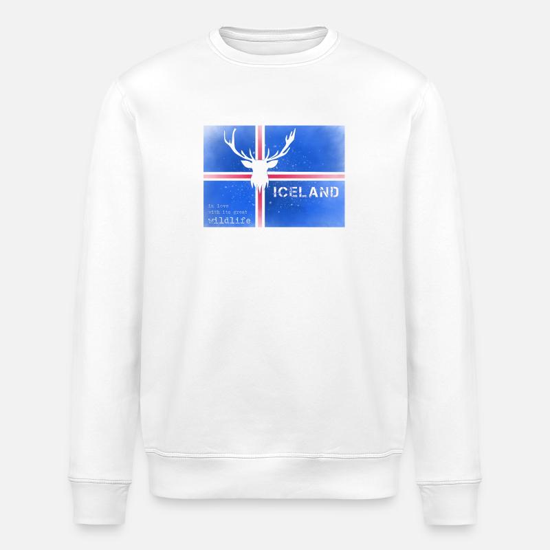 Faune islandaise Drapeau islandais - Sweat bio ROLLER Stanley/Stella Unisexe - blanc