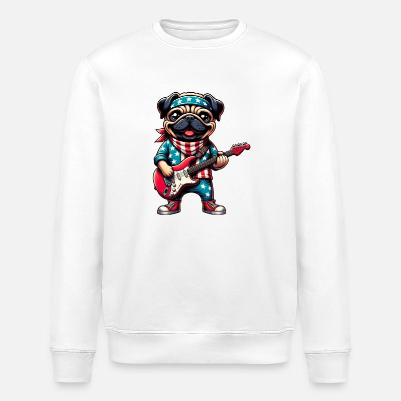 Mops-Gitarrist - Stanley/Stella Unisex Bio-Sweatshirt ROLLER - Weiß
