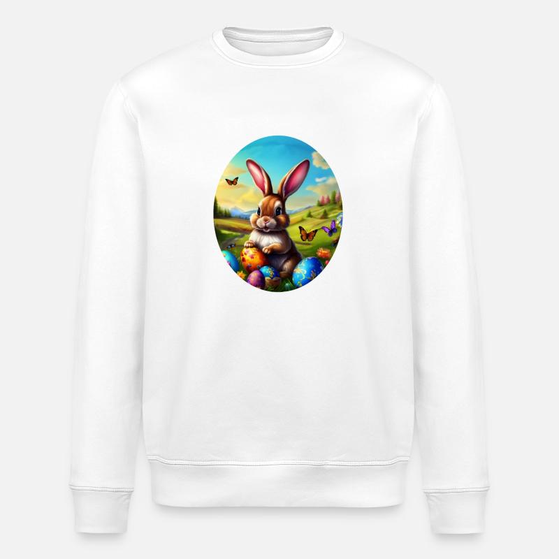 Pretty easter bunny in landscape - Stanley/Stella ROLLER Unisex Organic Sweatshirt - white