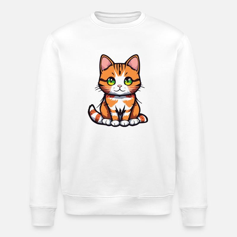 Chat Yeux Verts - Sweat bio ROLLER Stanley/Stella Unisexe - blanc