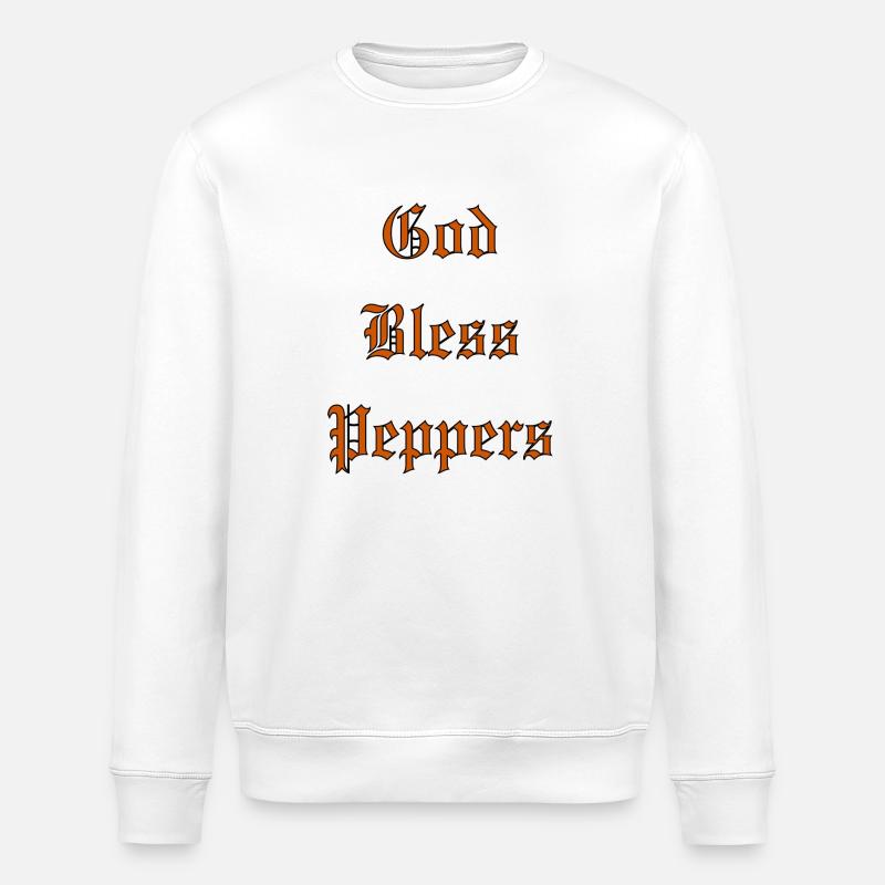 GodBlessPeppers - Stanley/Stella Unisex Bio-Sweatshirt ROLLER - Weiß