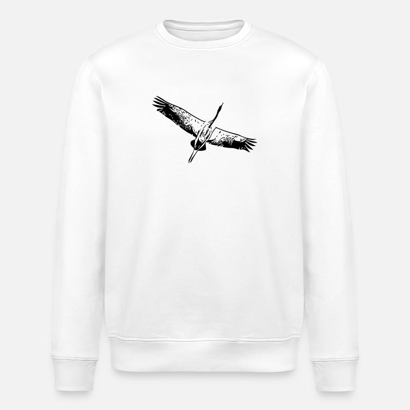 Héron oiseau en vol - Sweat bio ROLLER Stanley/Stella Unisexe - blanc