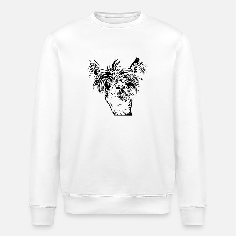 Funny llama alpaca face - Stanley/Stella ROLLER Unisex Organic Sweatshirt - white