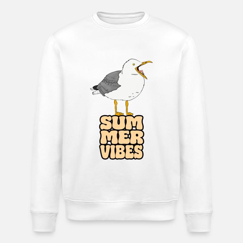Ambiance estivale Seagull - Sweat bio ROLLER Stanley/Stella Unisexe - blanc