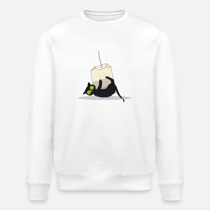 Katze auf Teebeutel - Stanley/Stella Unisex Bio-Sweatshirt ROLLER - Weiß