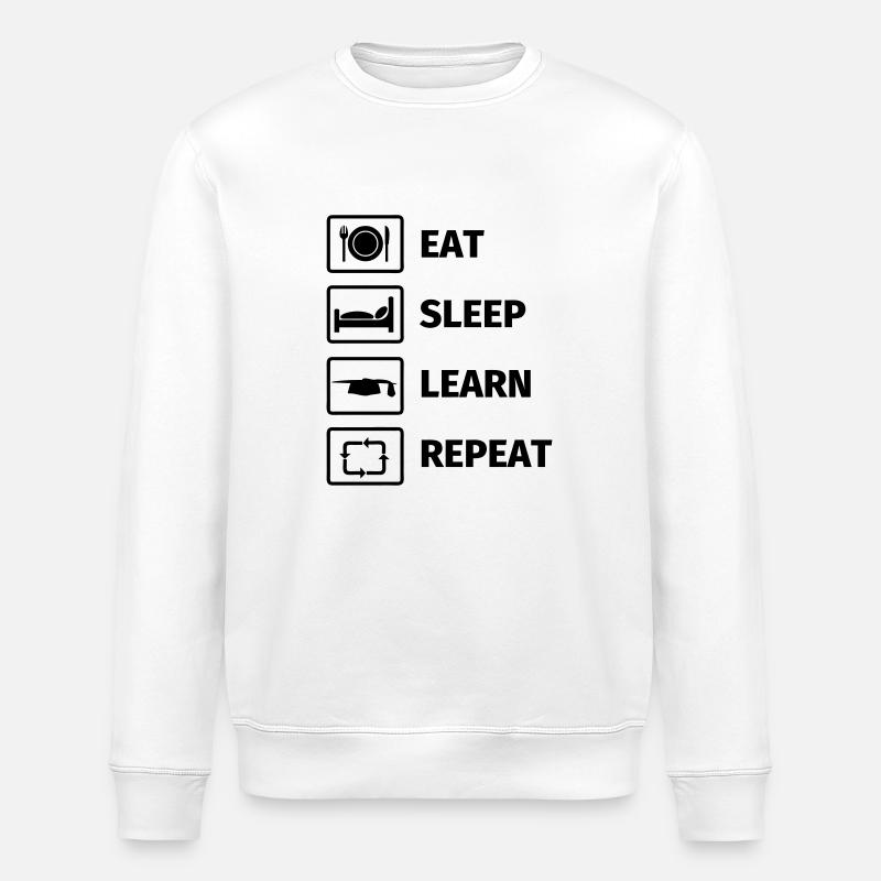 EAT SLEEP LEARN REPEAT - Stanley/Stella Unisex Bio-Sweatshirt ROLLER - Weiß