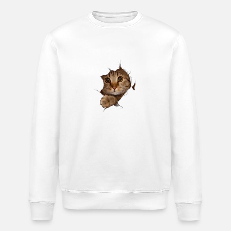 Sweet 3D kitten cat - gift - Stanley/Stella ROLLER Unisex Organic Sweatshirt - white