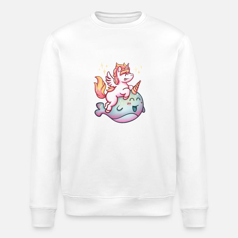 Einhorn narwhal - Stanley/Stella Unisex Bio-Sweatshirt ROLLER - Weiß