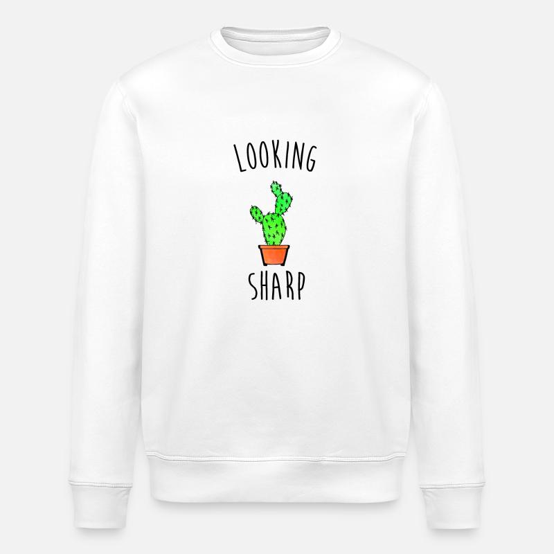 Looking Sharp Cactus Pun - Stanley/Stella ROLLER Unisex Organic Sweatshirt - white