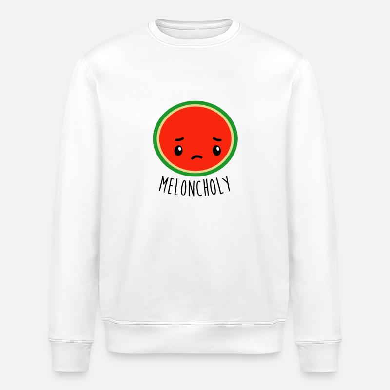 Meloncholy - Funny Watermelon - Stanley/Stella Unisex Bio-Sweatshirt ROLLER - Weiß