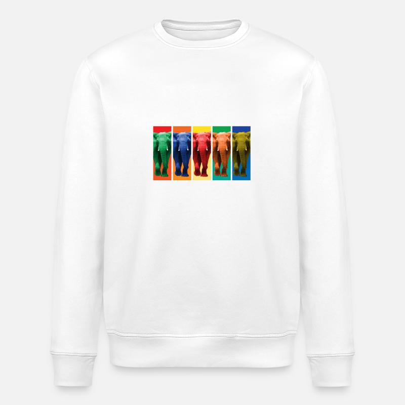Elephants - Pop Art - Stanley/Stella ROLLER Unisex Organic Sweatshirt - white