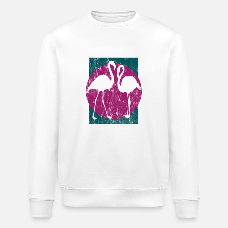 Flamingo couple - Stanley/Stella ROLLER Unisex Organic Sweatshirt - white