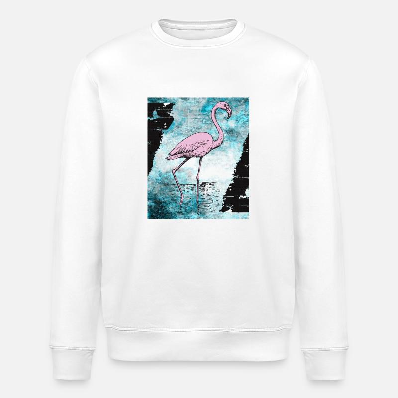 Flamant rose - Sweat bio ROLLER Stanley/Stella Unisexe - blanc