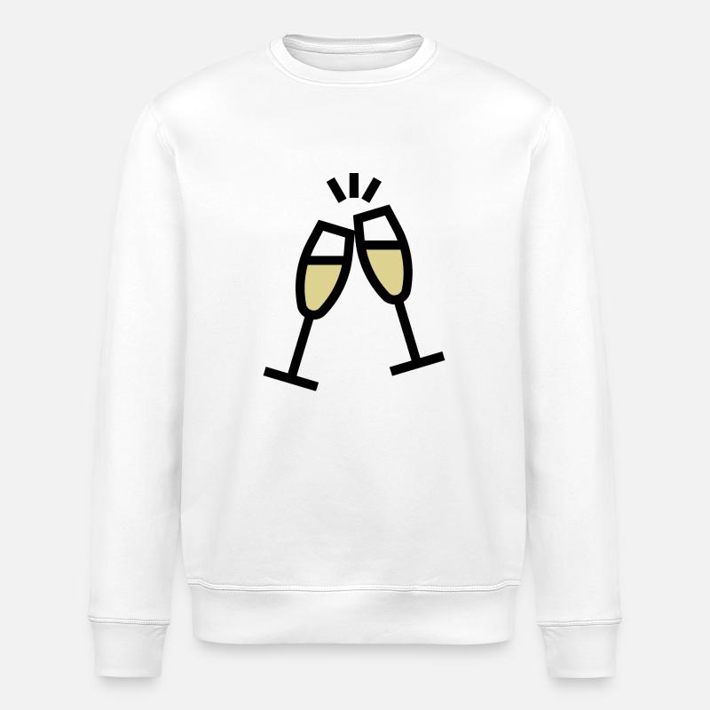 Toasting with glasses - Stanley/Stella ROLLER Unisex Organic Sweatshirt - white