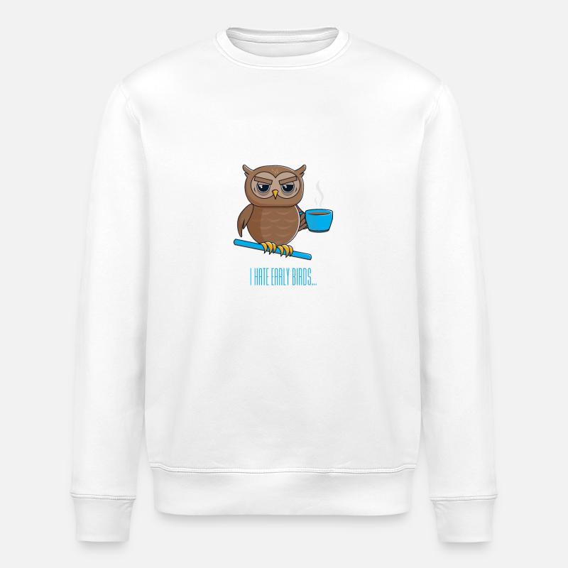 Nachteule mit Kaffee - Stanley/Stella Unisex Bio-Sweatshirt ROLLER - Weiß