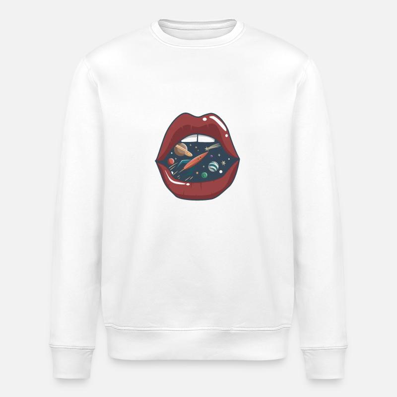 Embrasser la bouche dans l'espace - Sweat bio ROLLER Stanley/Stella Unisexe - blanc