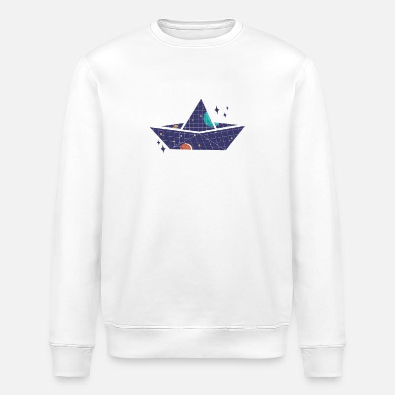 Weltraum Papierschiff - Stanley/Stella Unisex Bio-Sweatshirt ROLLER - Weiß