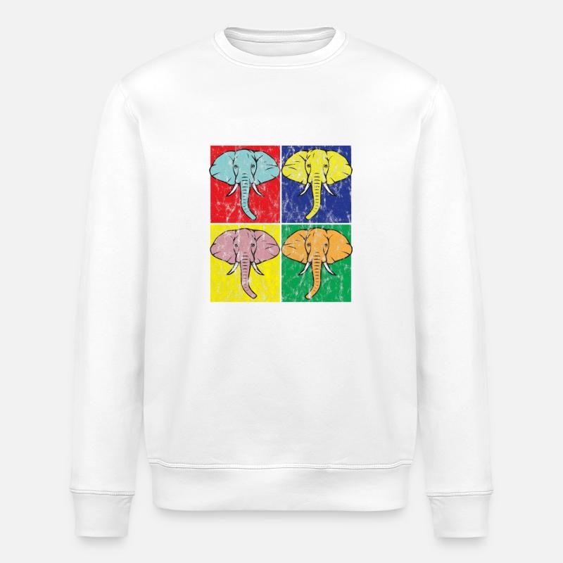 Elefant Pop Art - Stanley/Stella Unisex Bio-Sweatshirt ROLLER - Weiß