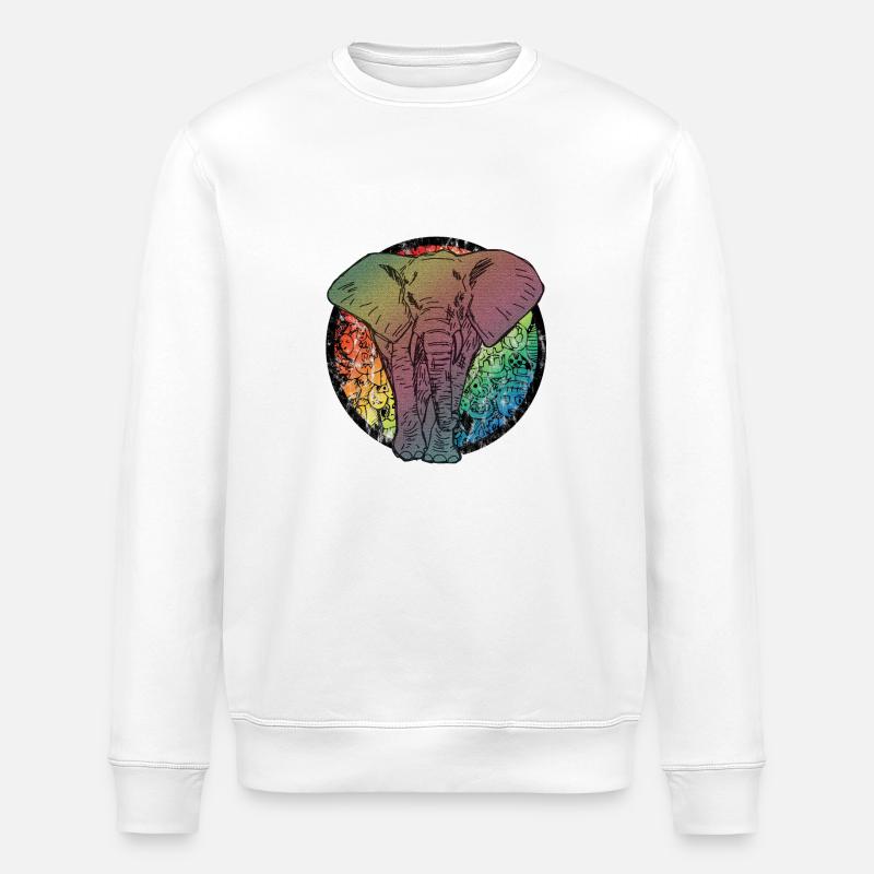 Elefant Comic - Stanley/Stella Unisex Bio-Sweatshirt ROLLER - Weiß