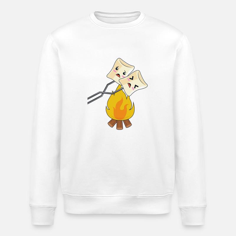 Marshmallows over the campfire/scouts - Stanley/Stella ROLLER Unisex Organic Sweatshirt - white