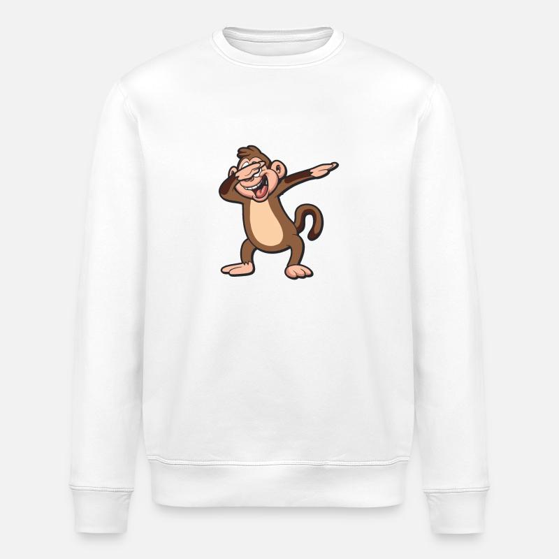 Dabbing Monkey - Stanley/Stella ROLLER Unisex Organic Sweatshirt - white