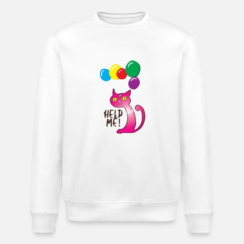 Cat Help me, Help me - Stanley/Stella ROLLER Unisex Organic Sweatshirt - white