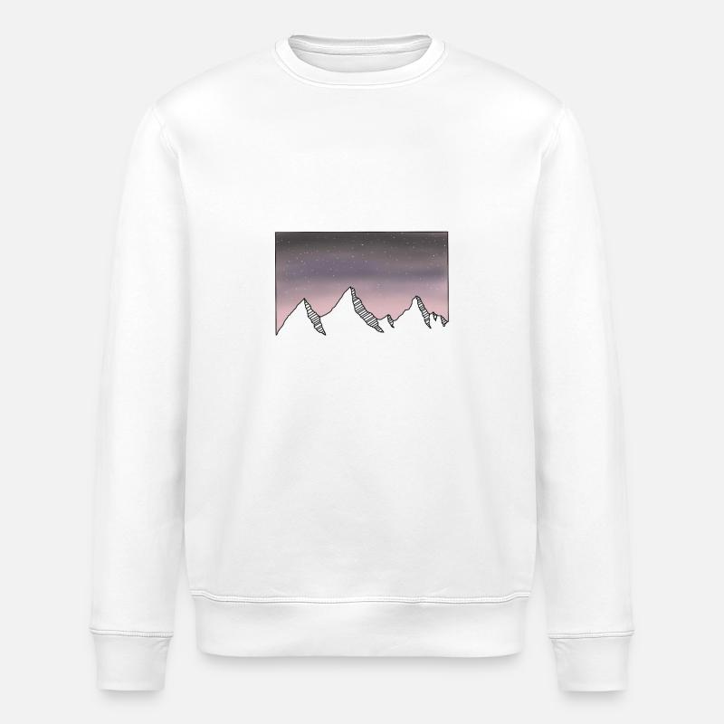 Mountains starry night sky - Stanley/Stella ROLLER Unisex Organic Sweatshirt - white