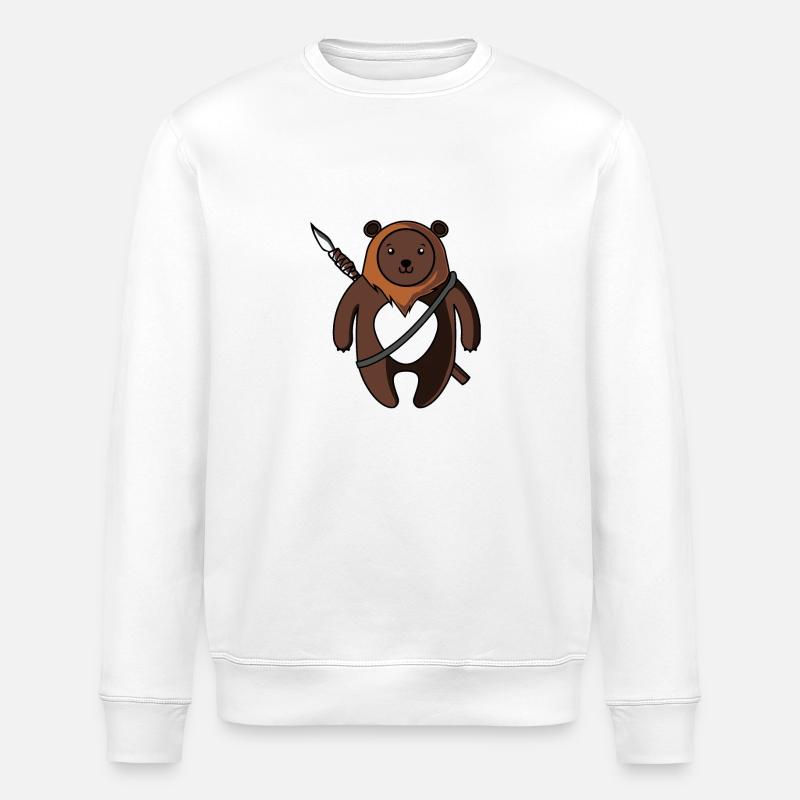 süßer Bär mit Speer - Stanley/Stella Unisex Bio-Sweatshirt ROLLER - Weiß