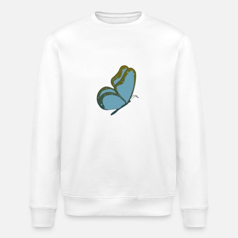 Papillon bleu papillon - Sweat bio ROLLER Stanley/Stella Unisexe - blanc