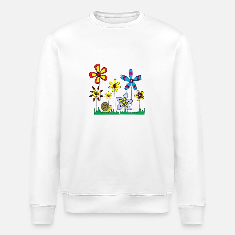 Schnecke auf Blumenwiese - Stanley/Stella Unisex Bio-Sweatshirt ROLLER - Weiß
