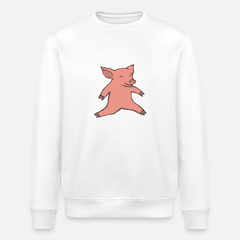 Schwein beim Weitsprung - Stanley/Stella Unisex Bio-Sweatshirt ROLLER - Weiß