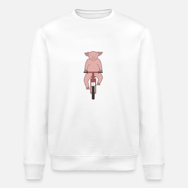 Cochon faire du vélo - Sweat bio ROLLER Stanley/Stella Unisexe - blanc