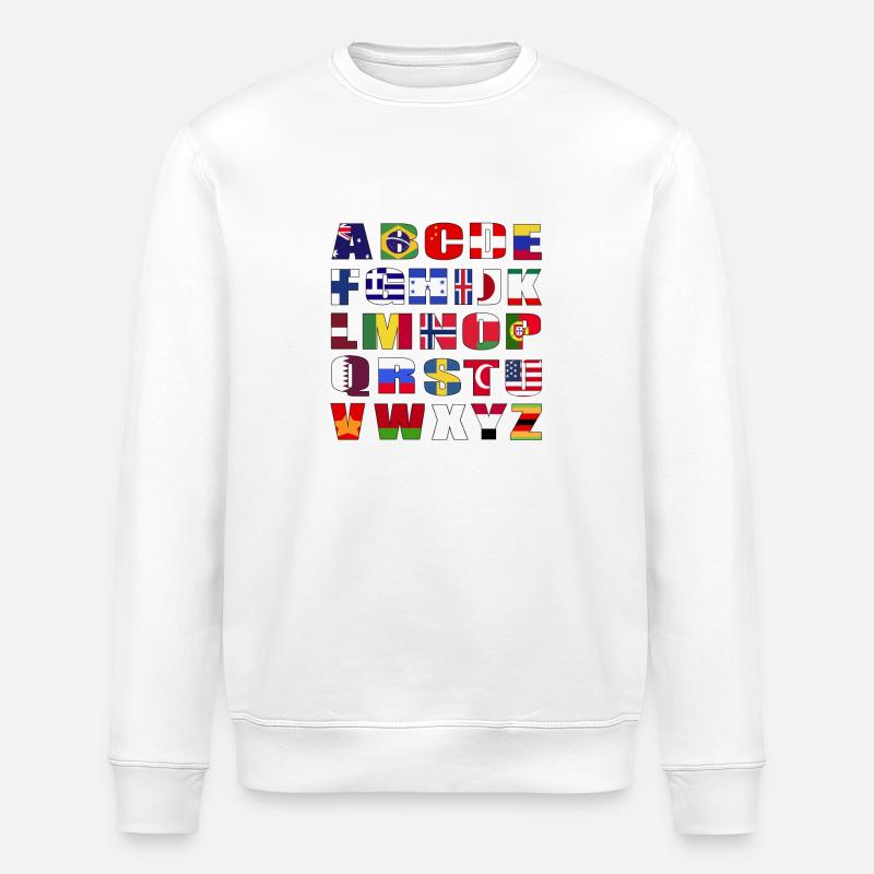 Länder Flaggen Alphabet - Stanley/Stella Unisex Bio-Sweatshirt ROLLER - Weiß