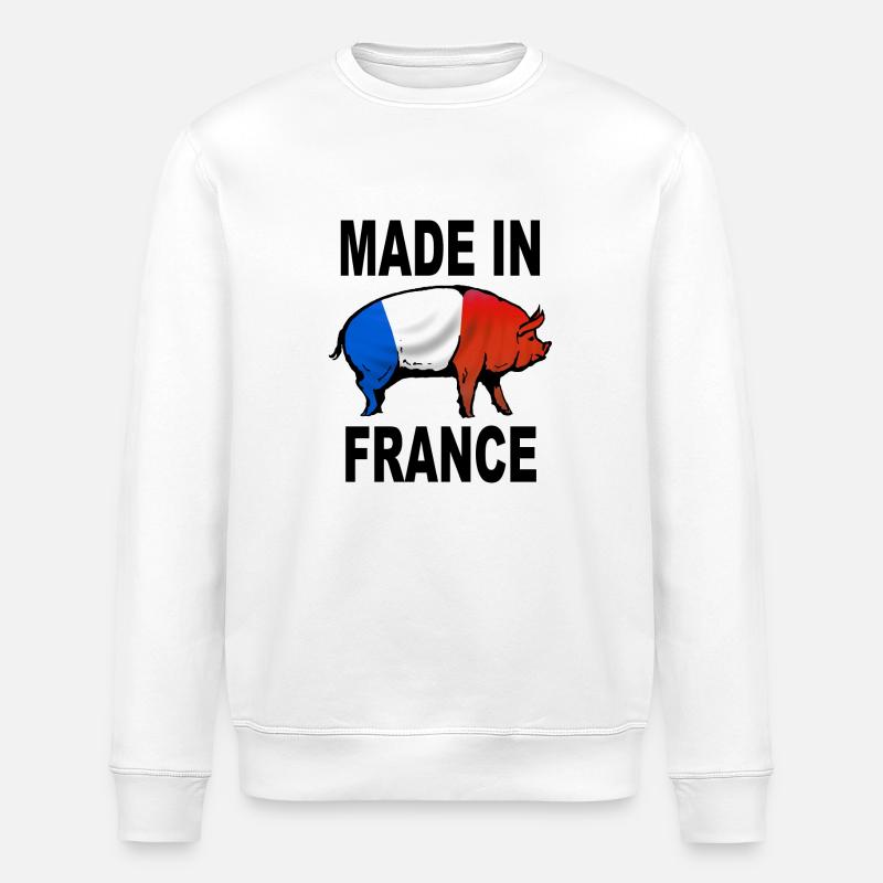 charcutier cochonnailles 04 - Sweat bio ROLLER Stanley/Stella Unisexe - blanc