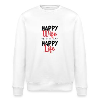 Happy Wife Happy Life | Gift woman gift idea - Stanley/Stella ROLLER Unisex Organic Sweatshirt - white - Front - Nik (191cm)