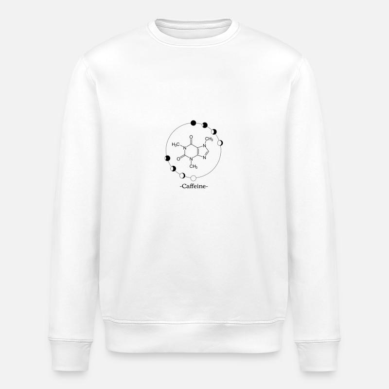 Caffeine molecule with outline - Stanley/Stella ROLLER Unisex Organic Sweatshirt - white