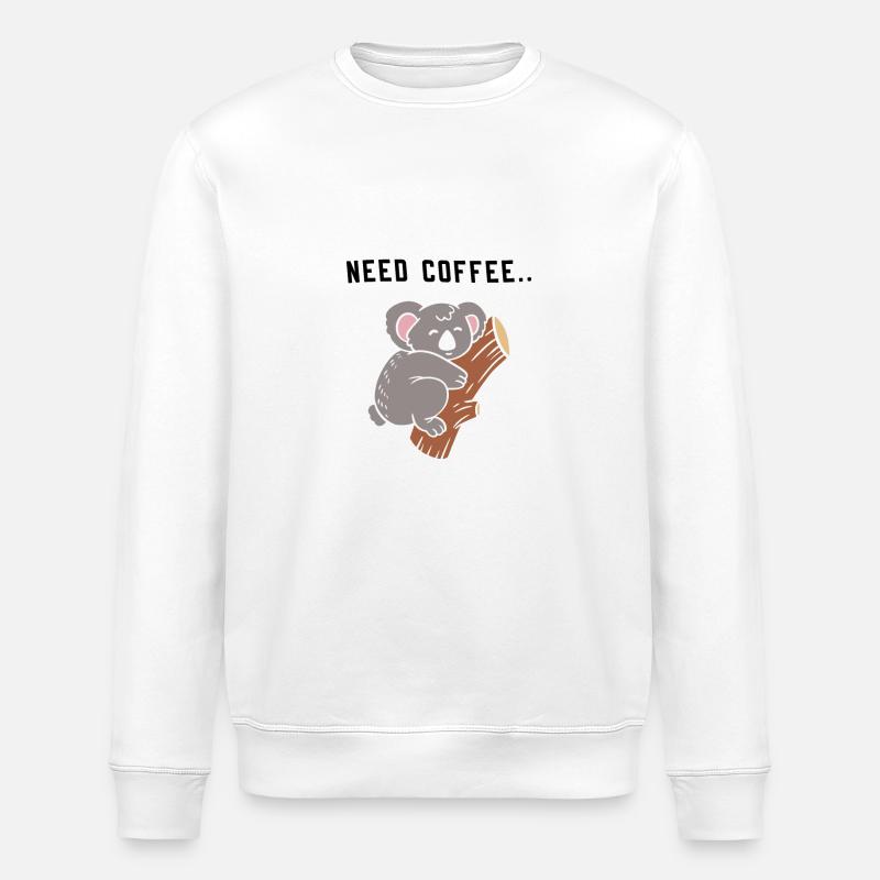 Café disant Koala Bear - Sweat bio ROLLER Stanley/Stella Unisexe - blanc