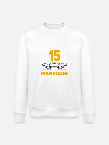 J’ai survécu à 15 ans de mariage 15ème anniversaire de mariage - Sweat bio ROLLER Stanley/Stella Unisexe - blanc