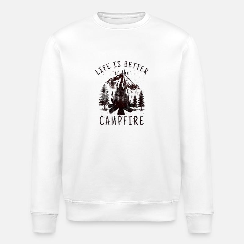 Dictons Campfire Camping - Sweat bio ROLLER Stanley/Stella Unisexe - blanc