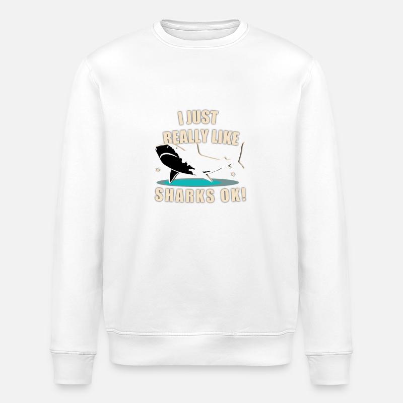 J’adore les requins - Sweat bio ROLLER Stanley/Stella Unisexe - blanc