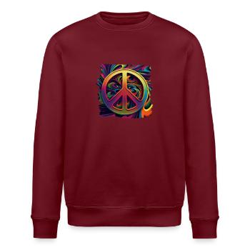 Hippie Festival Liebe Vintage Friedenszeichen - Stanley/Stella Unisex Bio-Sweatshirt ROLLER - Weiß - Vorne - Nik (191cm)
