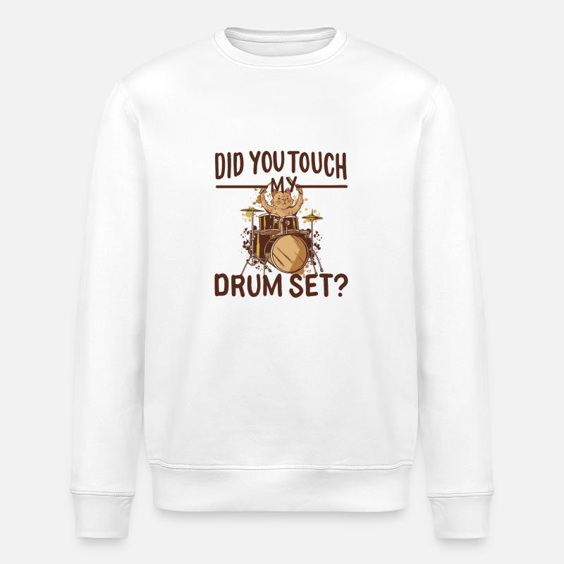 Drums Cat Dicton - Sweat bio ROLLER Stanley/Stella Unisexe - blanc
