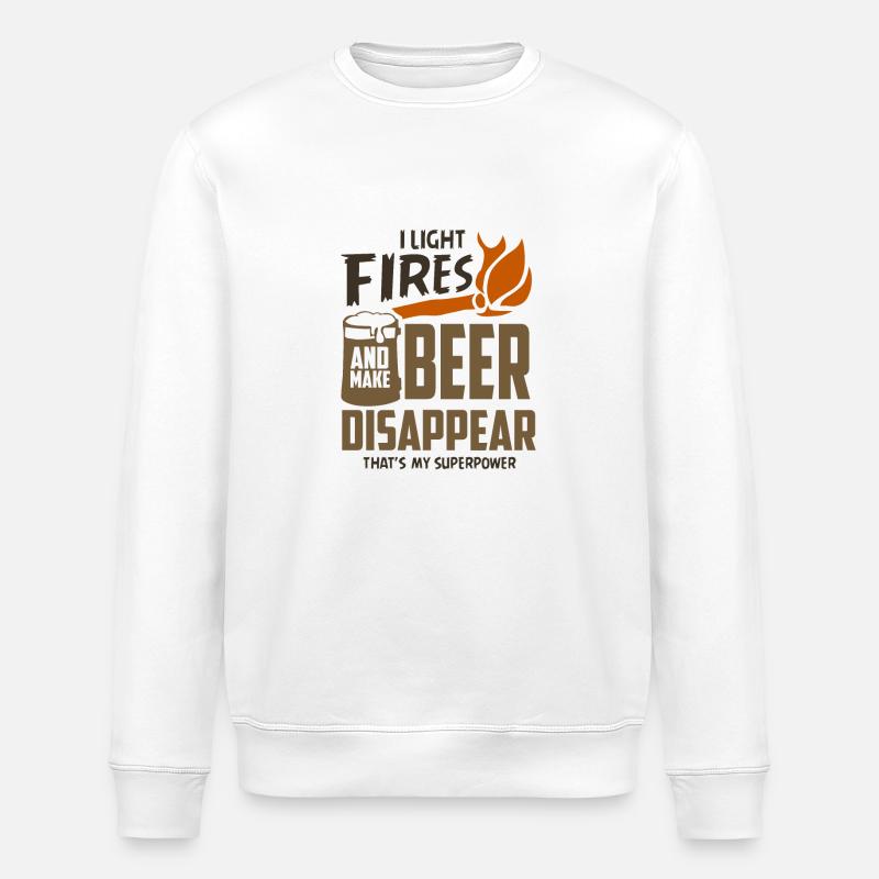 Camping Sprüche Bier - Stanley/Stella Unisex Bio-Sweatshirt ROLLER - Weiß