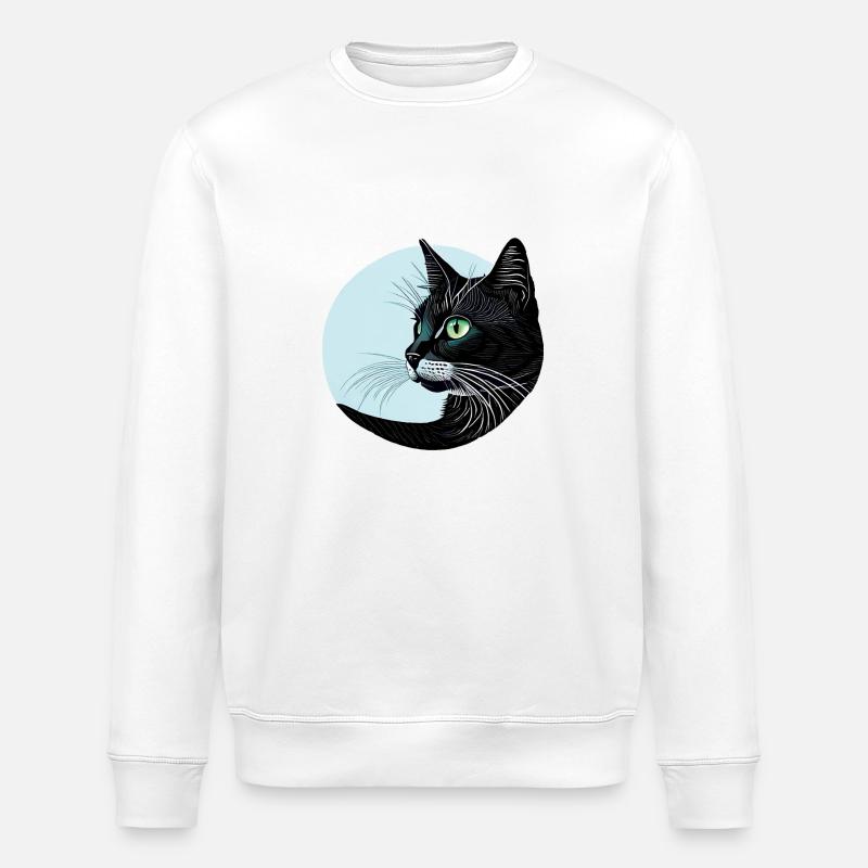 Schwarze Katze - Stanley/Stella Unisex Bio-Sweatshirt ROLLER - Weiß