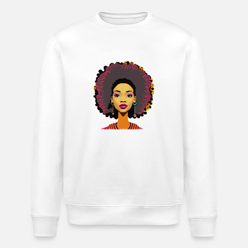 Dame à l’afro - Sweat bio ROLLER Stanley/Stella Unisexe - blanc