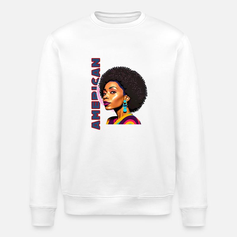 Femme noire avec lettrage américain - Sweat bio ROLLER Stanley/Stella Unisexe - blanc