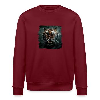 Tiger Illustration realistic Tiger - Stanley/Stella Unisex Bio-Sweatshirt ROLLER - Weiß - Vorne - Nik (191cm)
