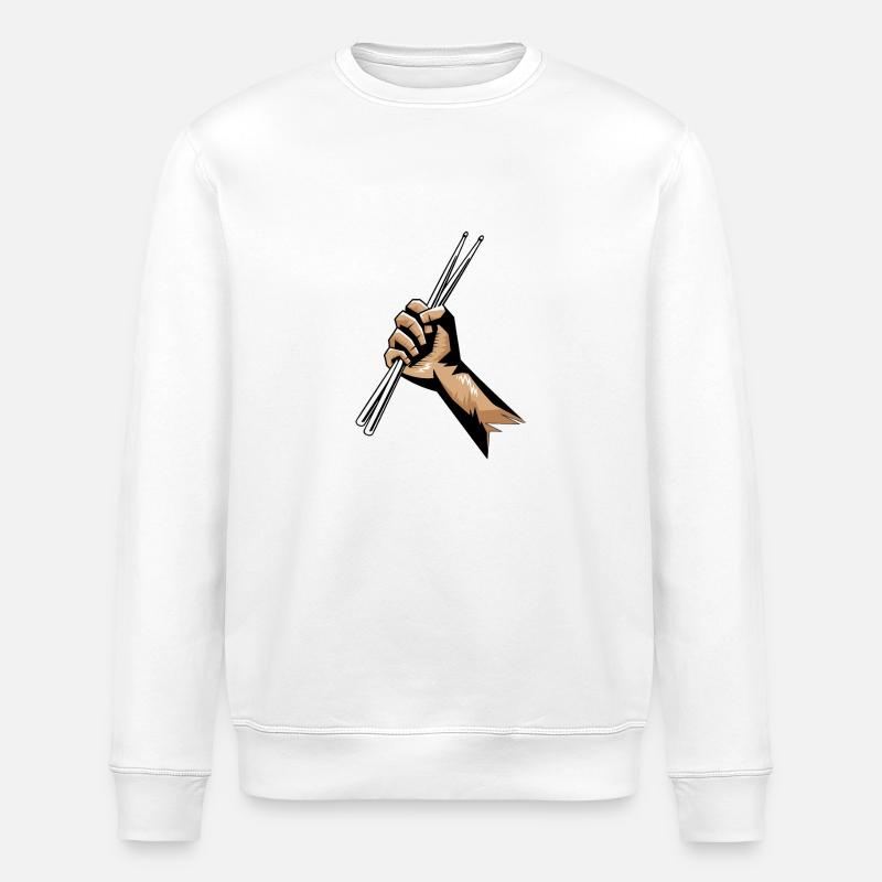 Trommler Bild Geschenk - Stanley/Stella Unisex Bio-Sweatshirt ROLLER - Weiß