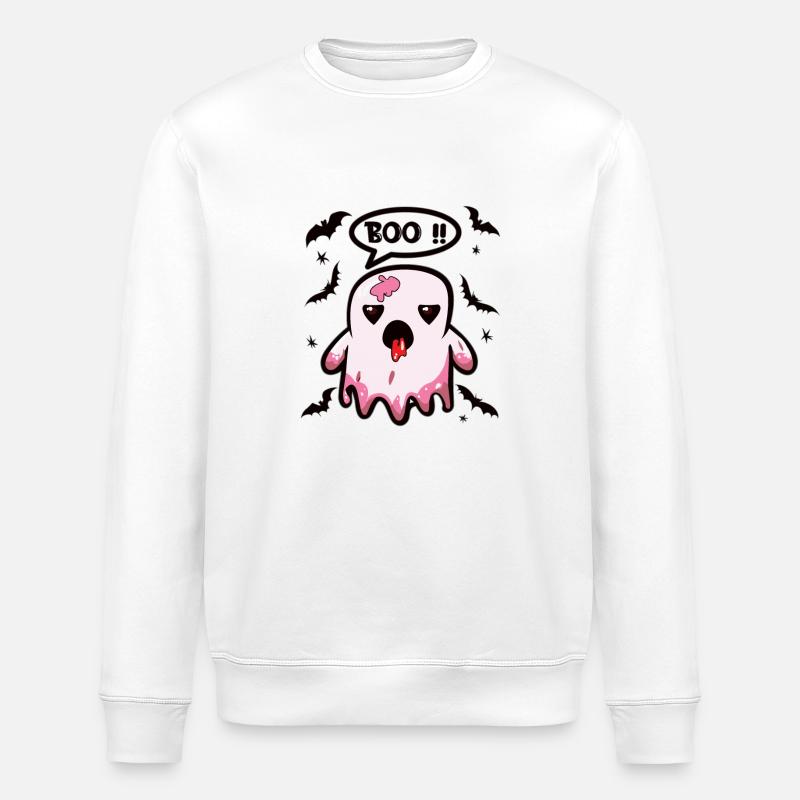 Boo Gespenst pink - Stanley/Stella Unisex Bio-Sweatshirt ROLLER - Weiß